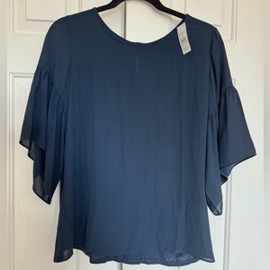 Loft small petite blue blouse with flowy sleeves (new with tags)